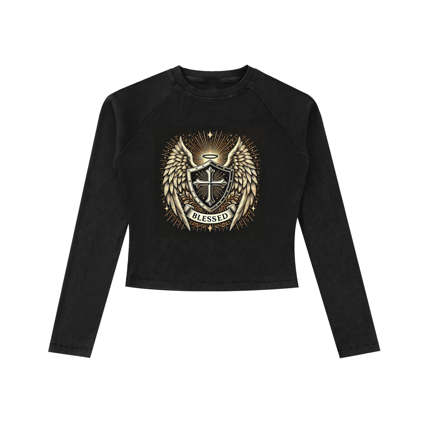 Dyed Washed Raglan Long Sleeve Slim T-Shirt