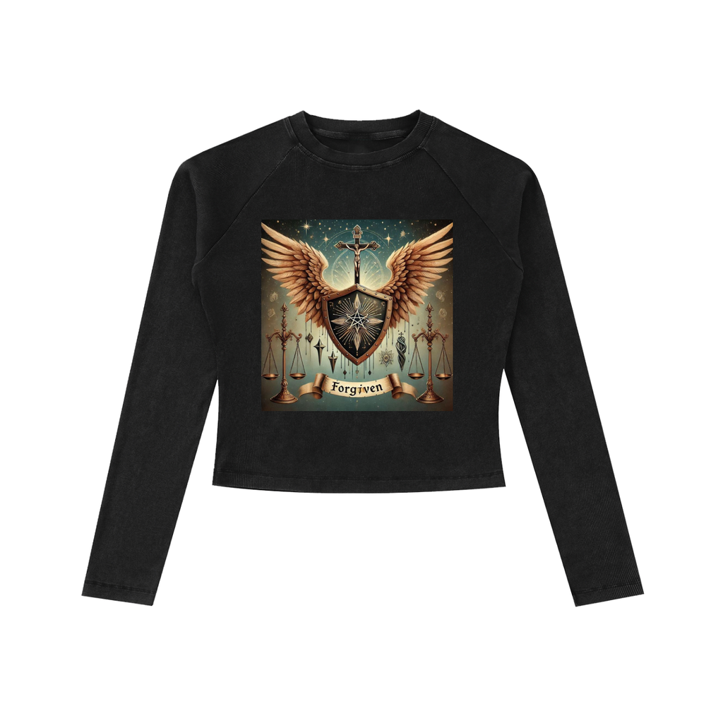 Dyed Washed Raglan Long Sleeve Slim T-Shirt