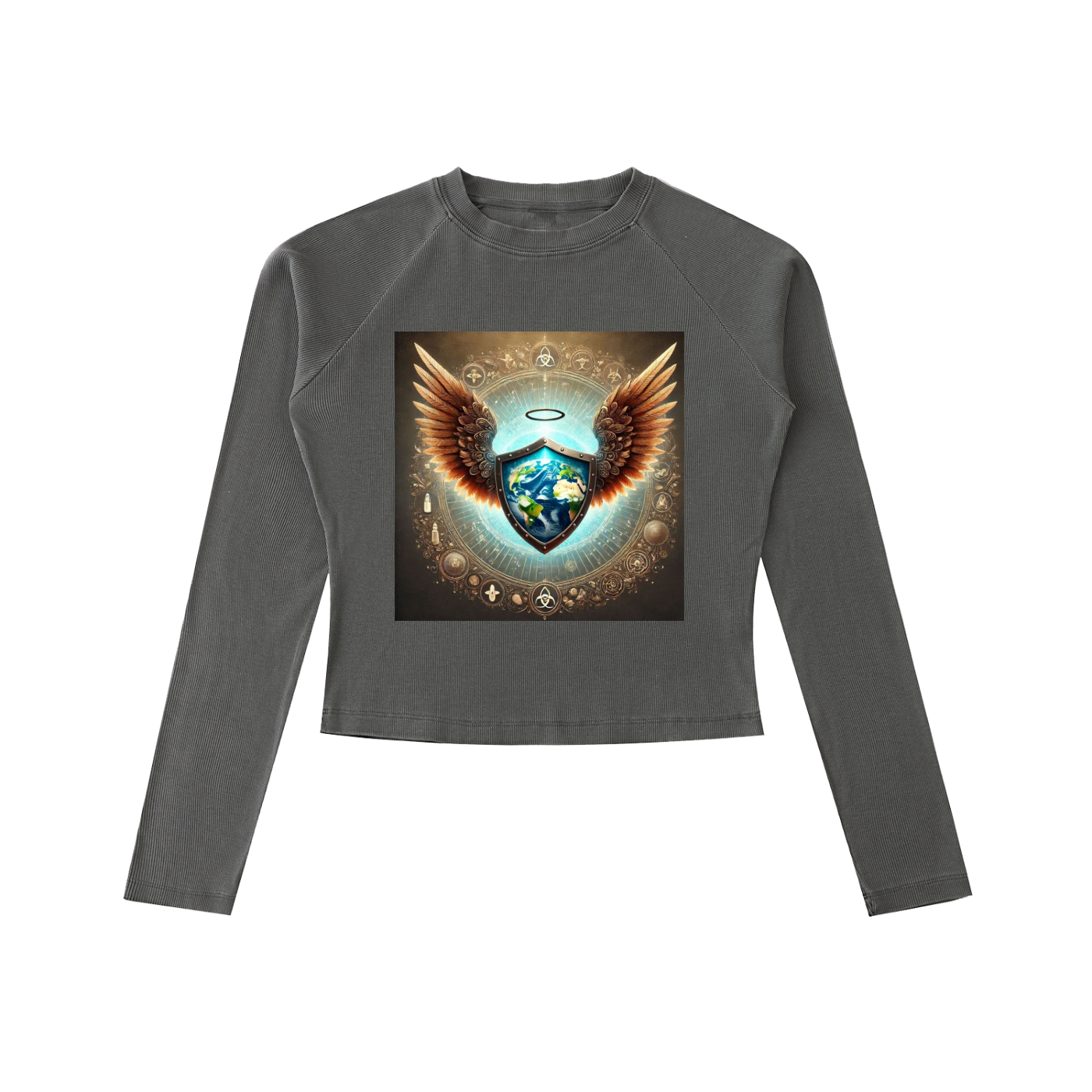 Dyed Washed Raglan Long Sleeve Slim T-Shirt
