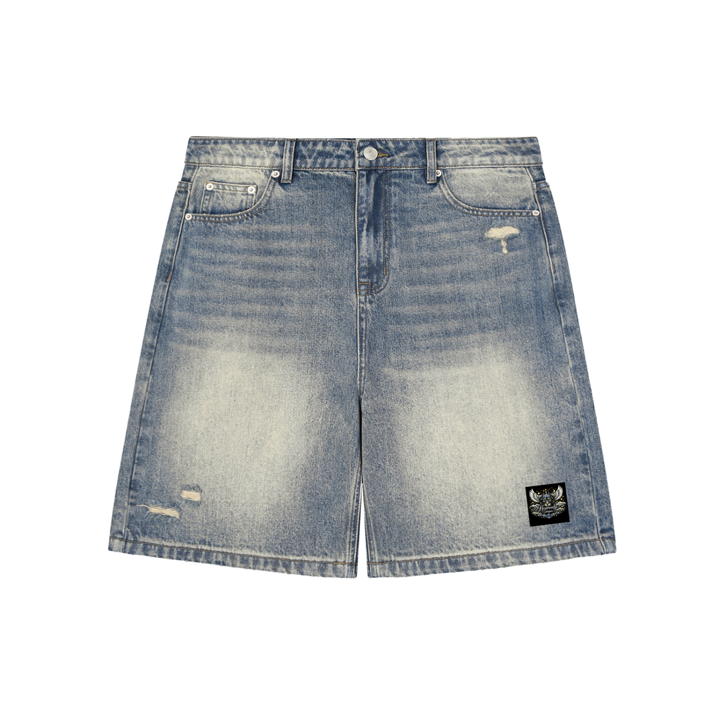 Faded Distressed Baggy Denim Shorts
