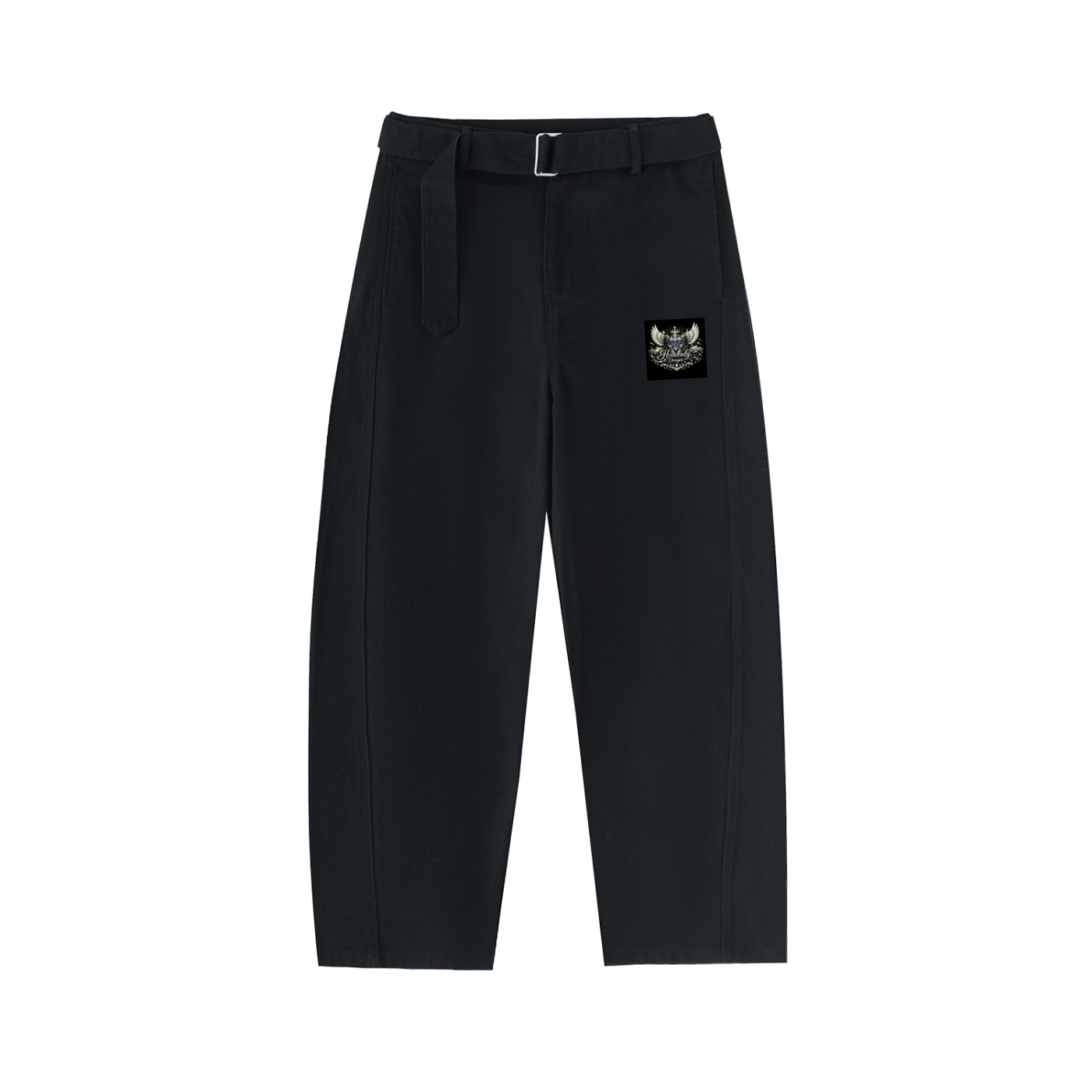 Belted Barrel-leg Chino Pants