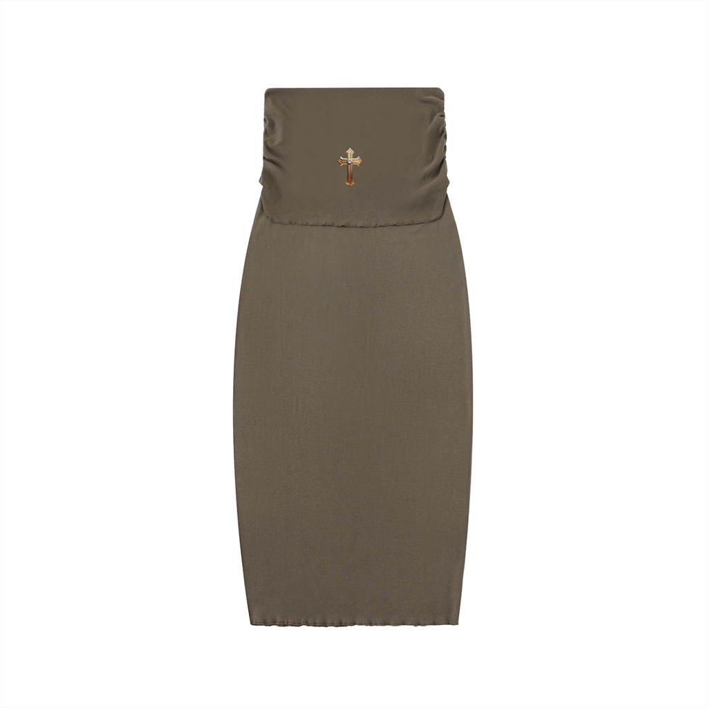 Dyed Washed Straight Hip-Hugging Slim Maxi Skirt
