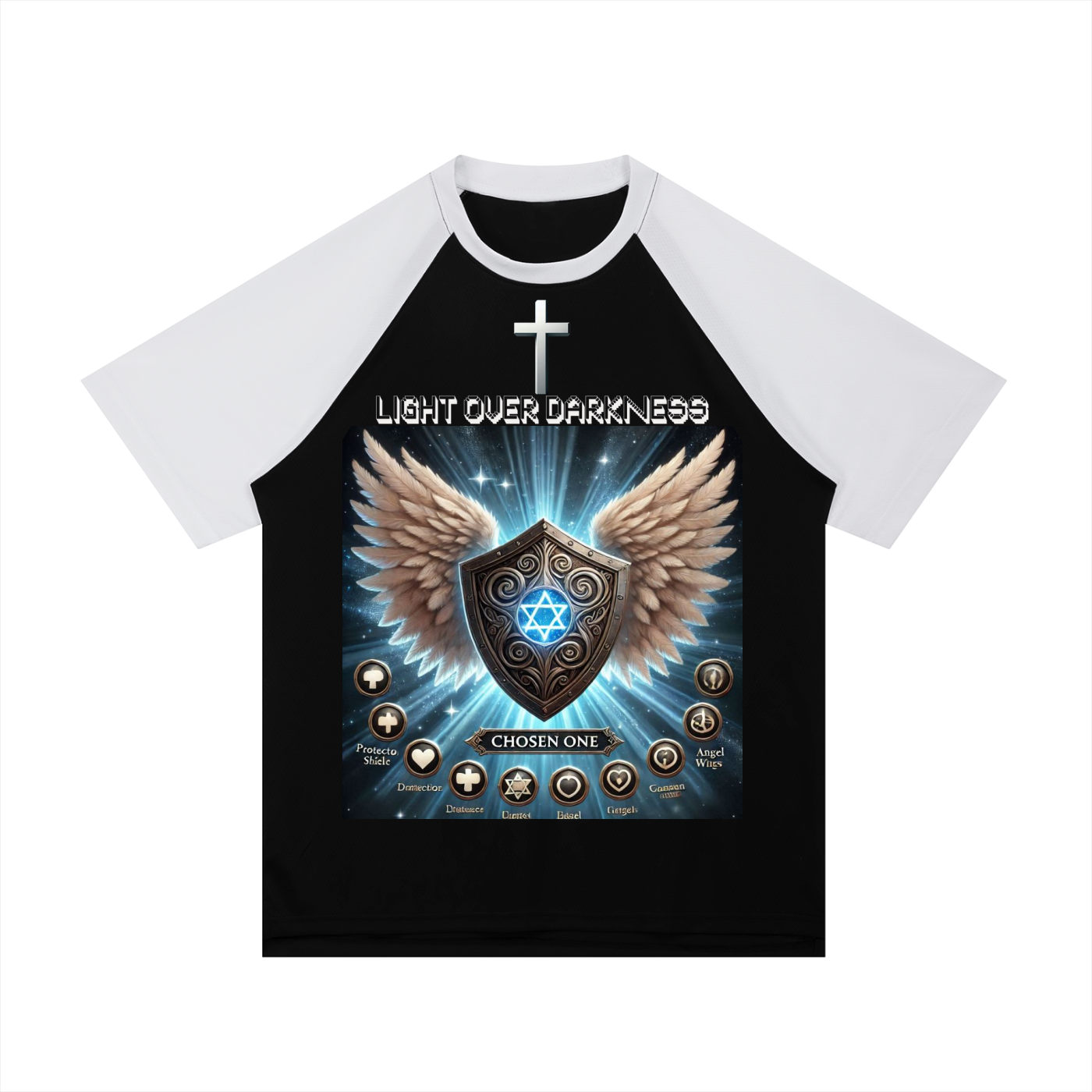 Contrast Raglan Sleeve Mesh T-Shirt