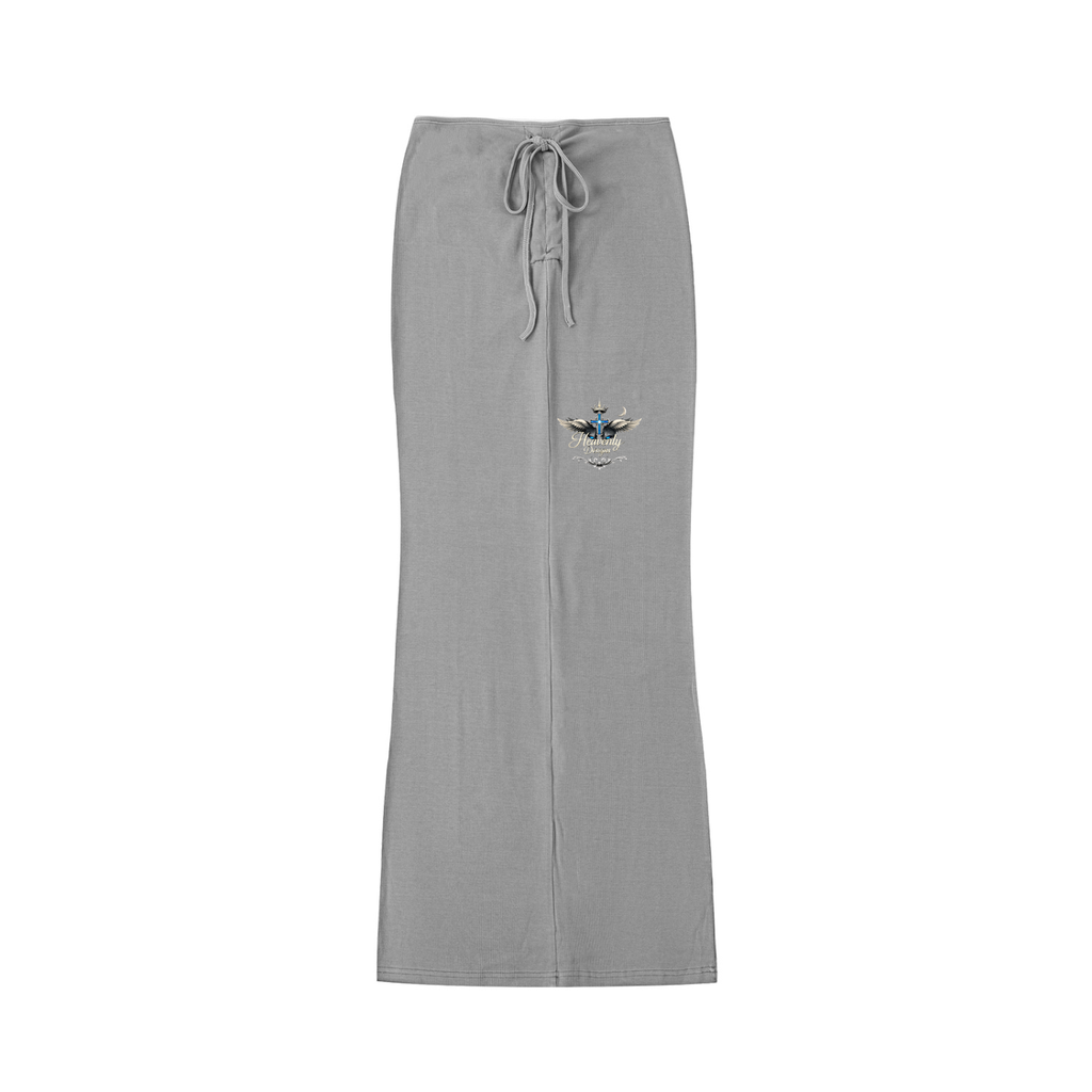 Dyed Washed Drawstring Maxi Skirt