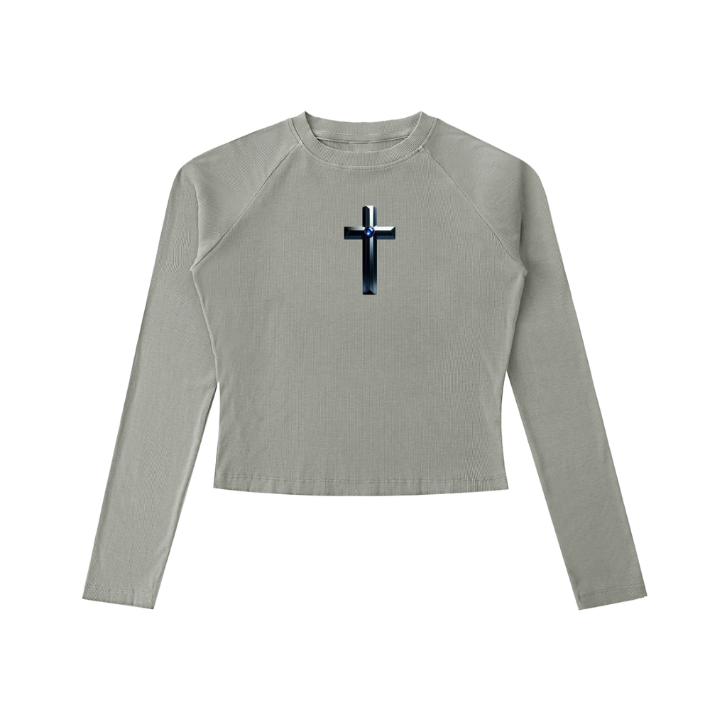 Dyed Washed Raglan Long Sleeve Slim T-Shirt