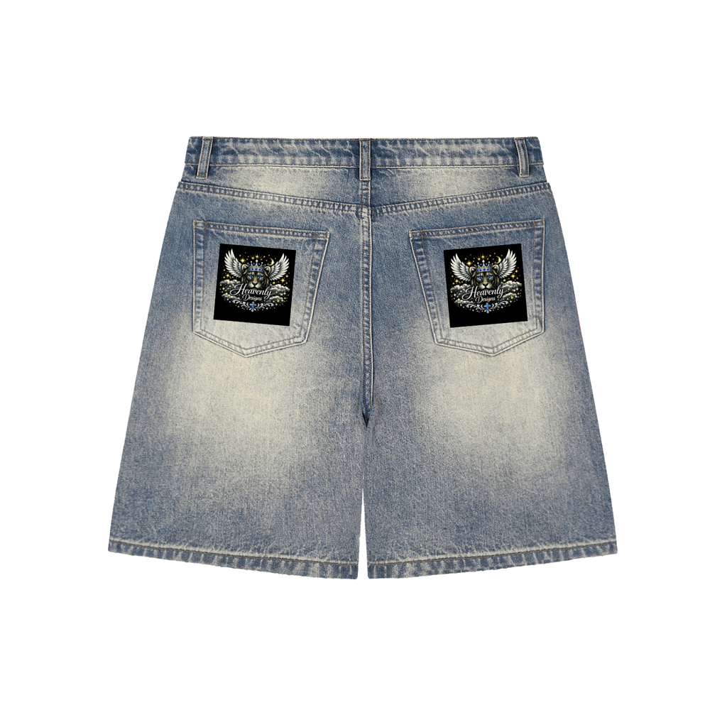 Faded Distressed Baggy Denim Shorts