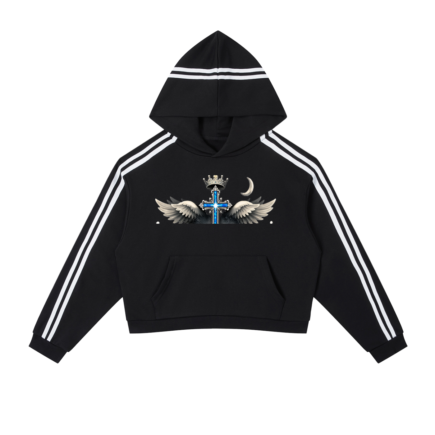 Contrast Side Stripe Cropped Hoodie