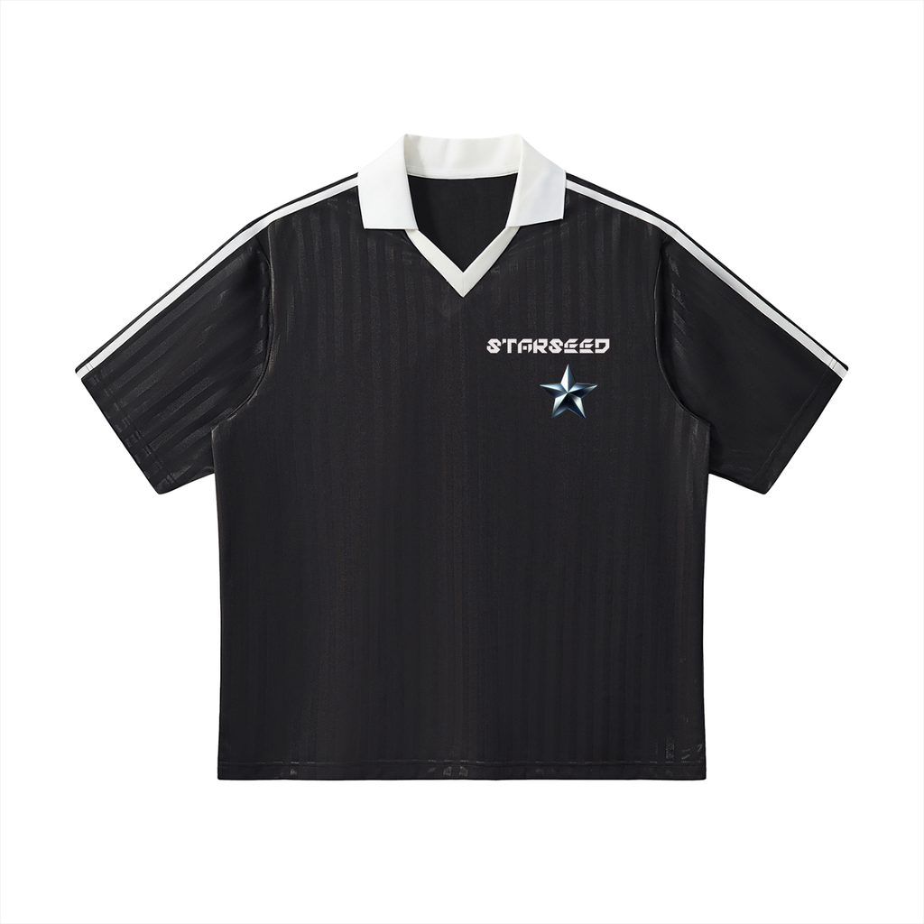 Contrast Collar Striped Soccer Jersey