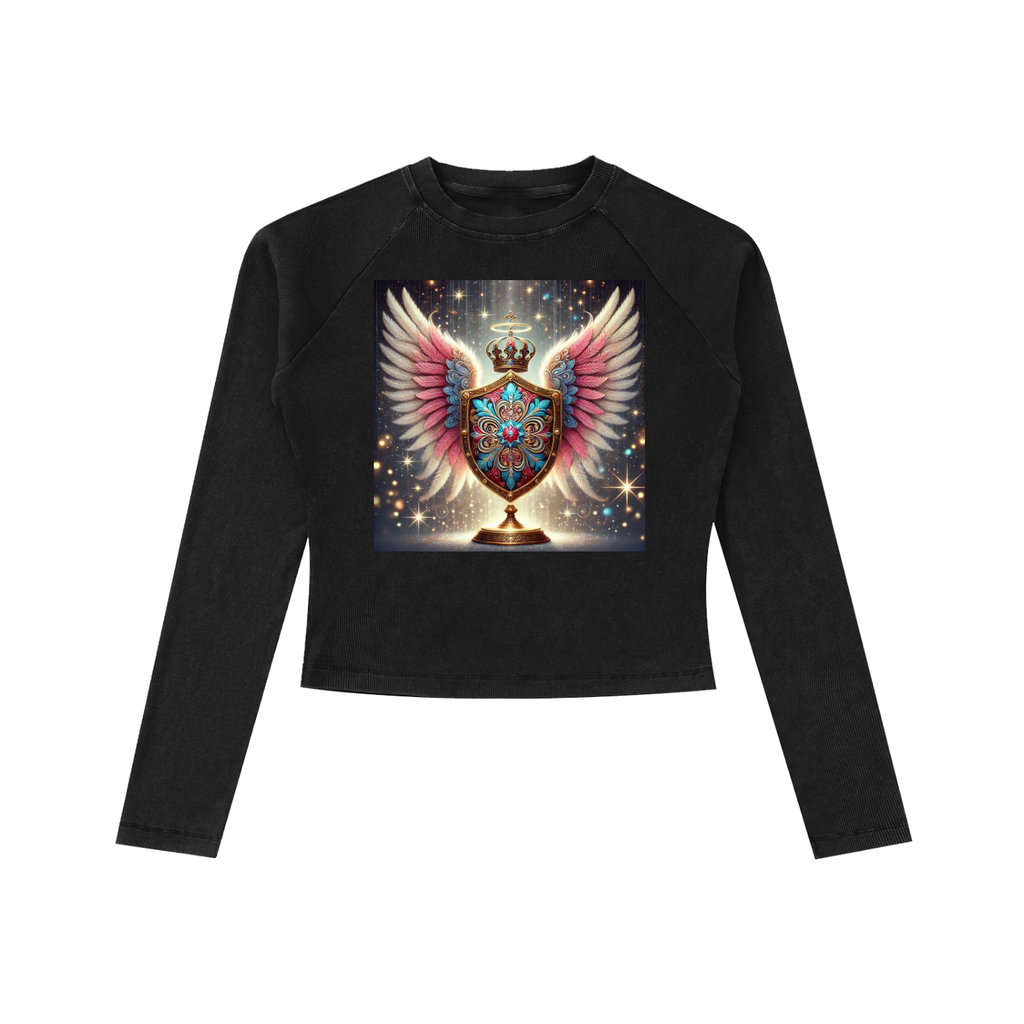 Dyed Washed Raglan Long Sleeve Slim T-Shirt