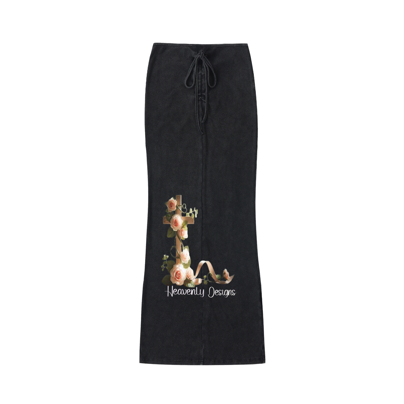Dyed Washed Drawstring Maxi Skirt
