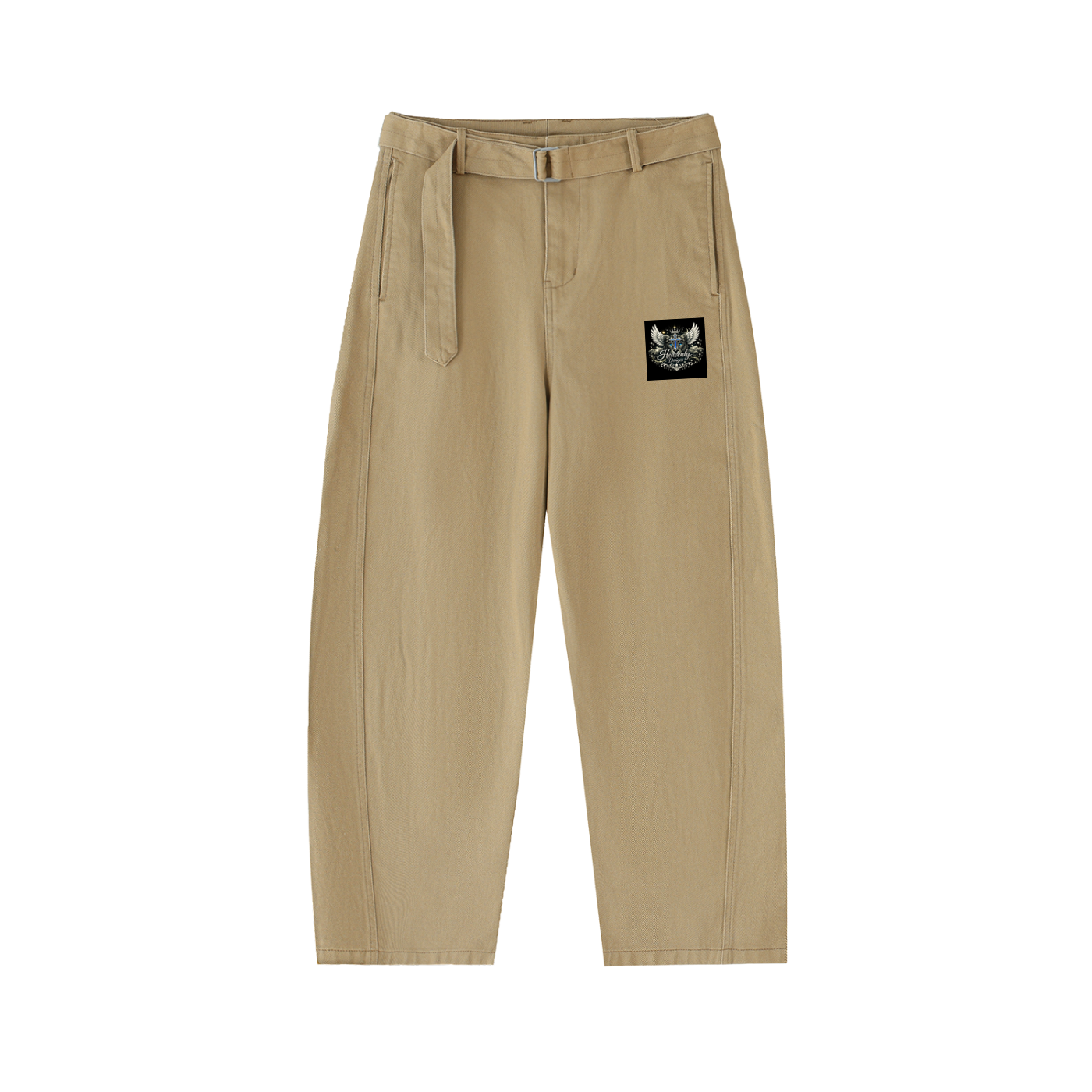 Belted Barrel-leg Chino Pants