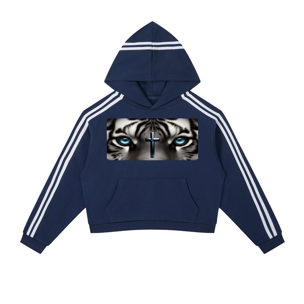 Contrast Side Stripe Cropped Hoodie