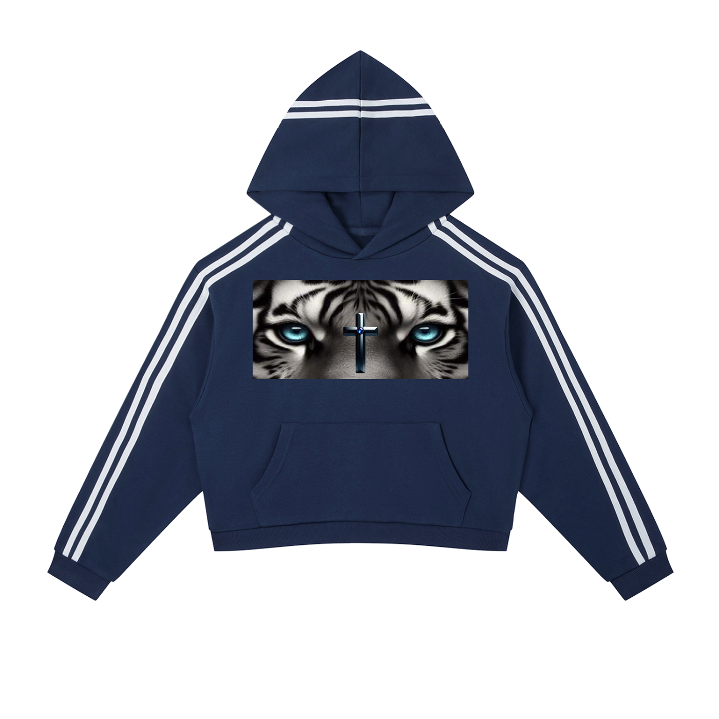 Contrast Side Stripe Cropped Hoodie