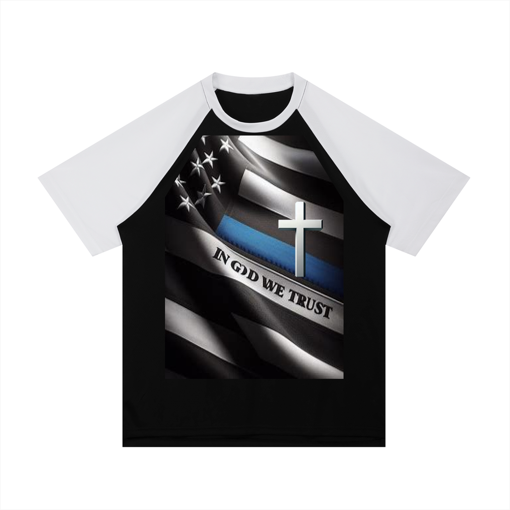 Contrast Raglan Sleeve Mesh T-Shirt