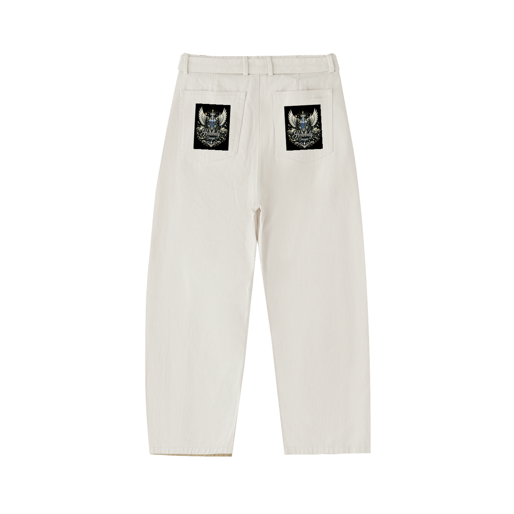 Belted Barrel-leg Chino Pants