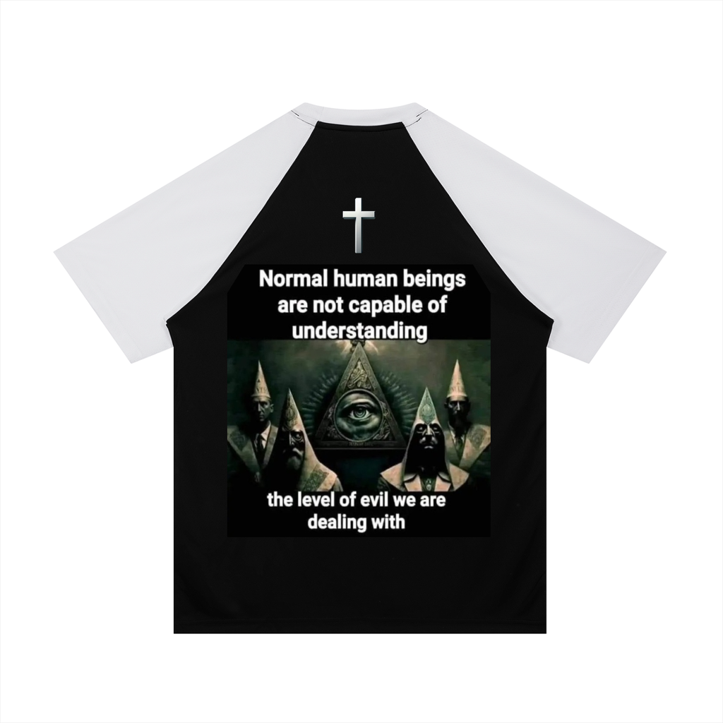 Contrast Raglan Sleeve Mesh T-Shirt
