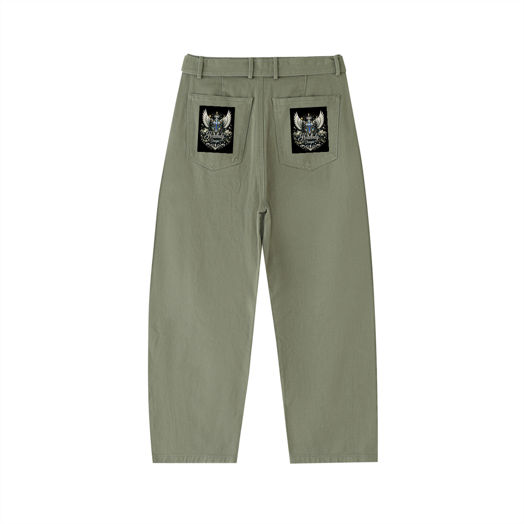 Belted Barrel-leg Chino Pants