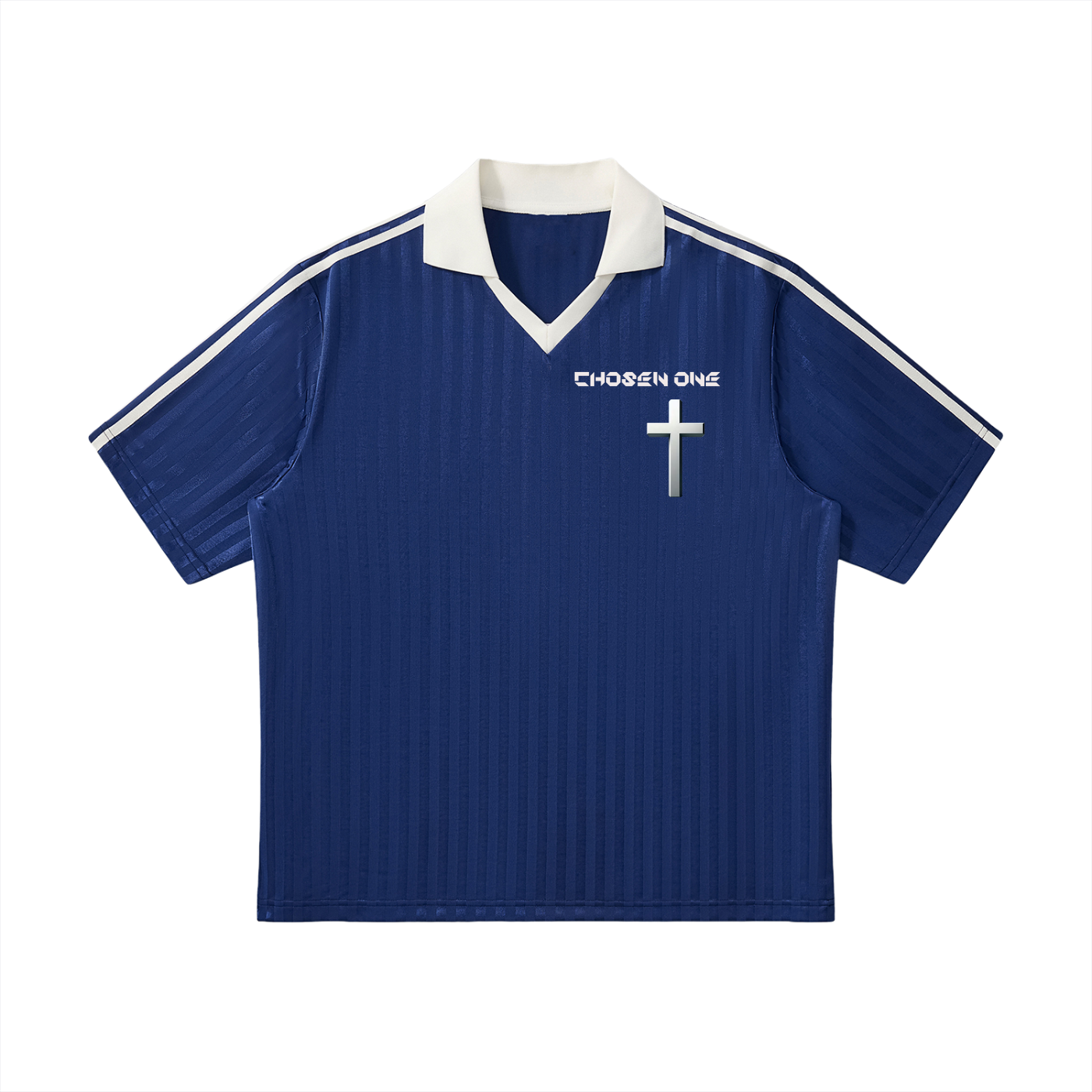 Contrast Collar Striped Soccer Jersey