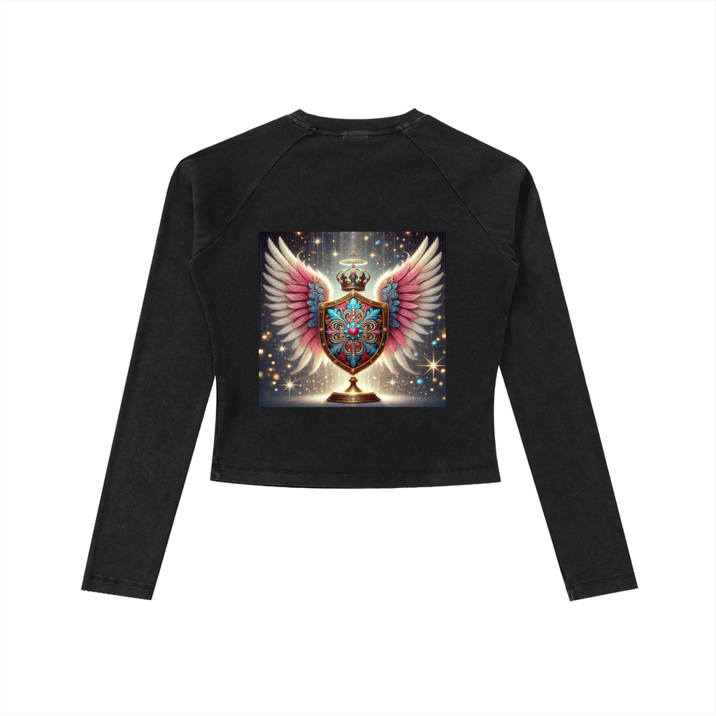 Dyed Washed Raglan Long Sleeve Slim T-Shirt