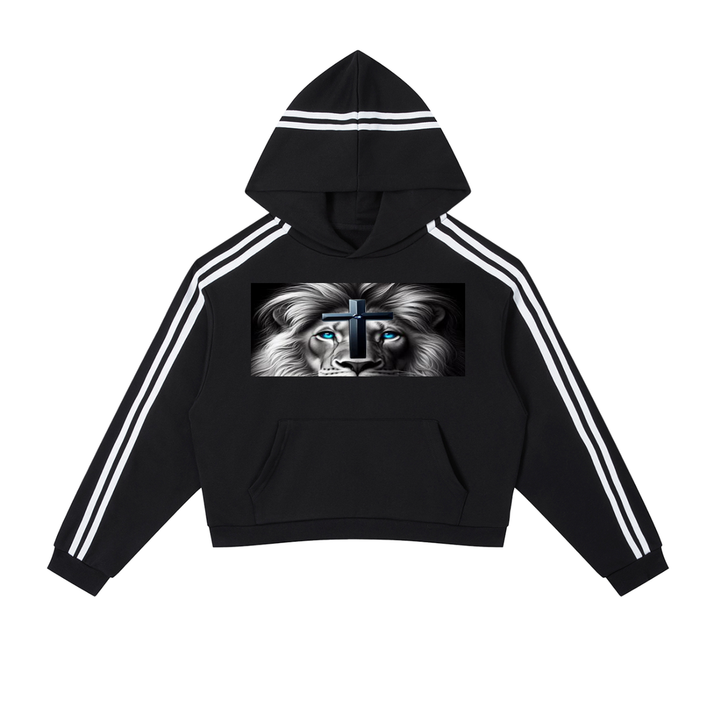 Contrast Side Stripe Cropped Hoodie