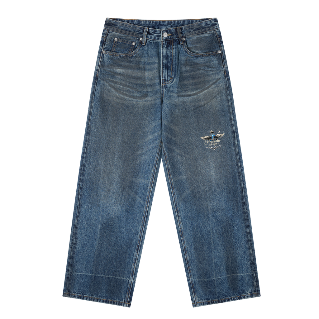 Vintage Wash Baggy Denim Jeans