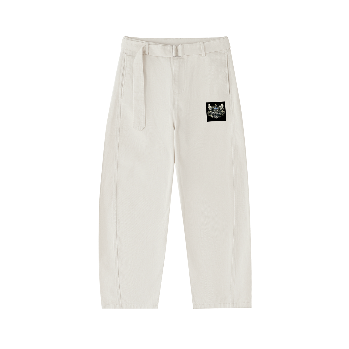 Belted Barrel-leg Chino Pants