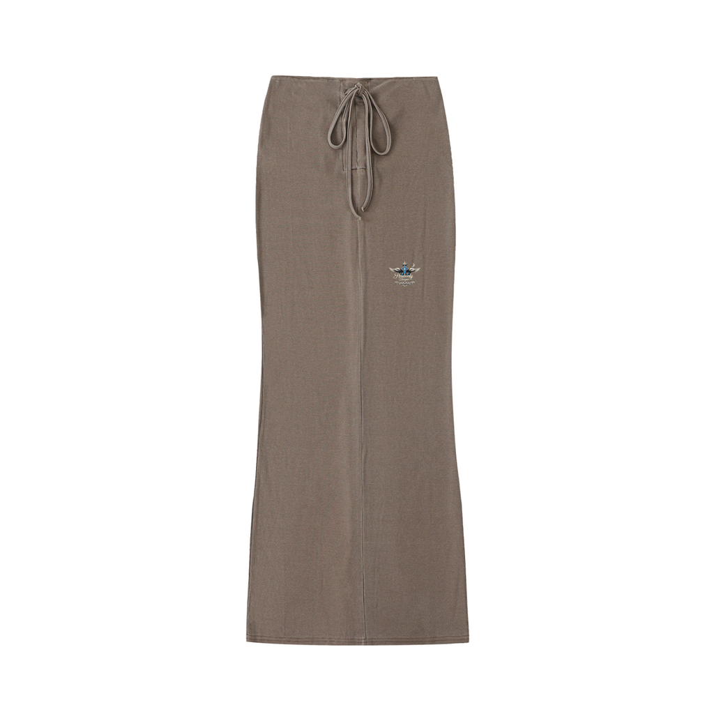 Dyed Washed Drawstring Maxi Skirt
