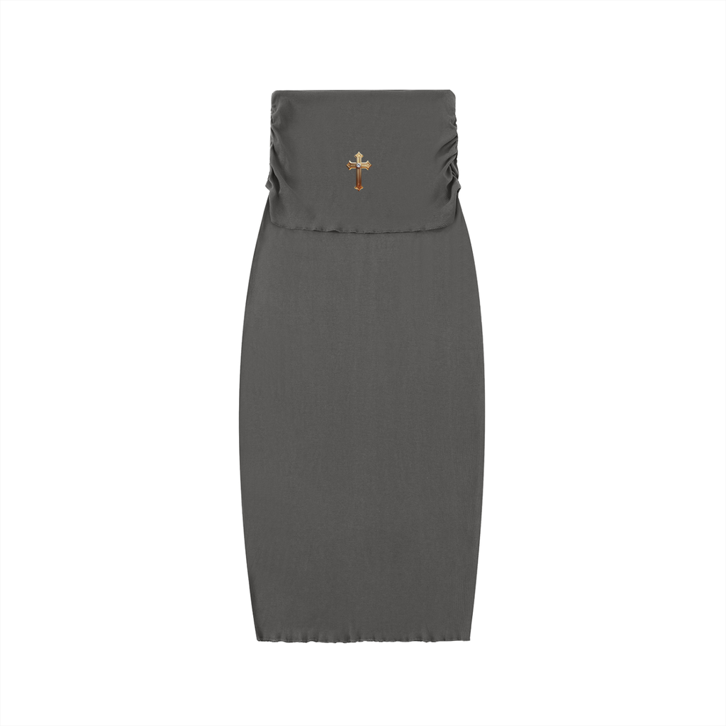 Dyed Washed Straight Hip-Hugging Slim Maxi Skirt