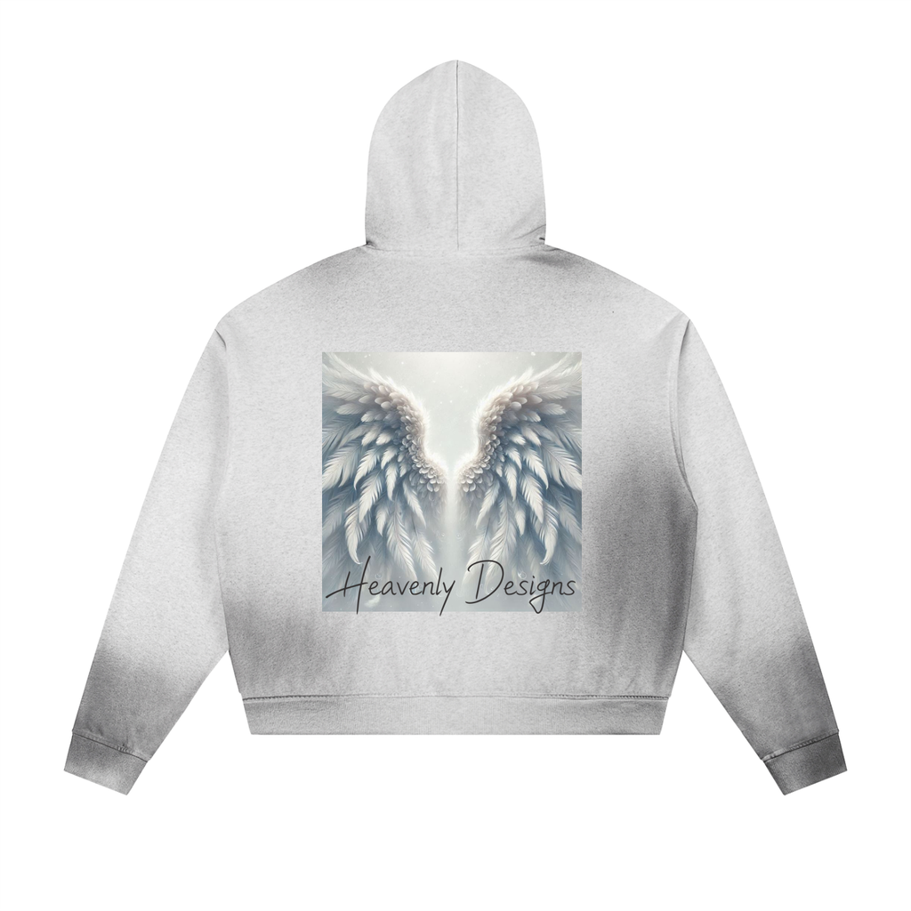 Sun Fade Frayed Raw Edge Fleece Zip Hoodie