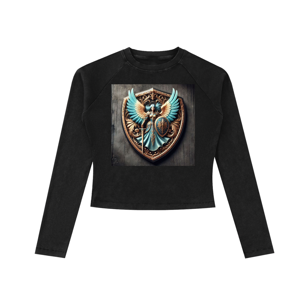 Dyed Washed Raglan Long Sleeve Slim T-Shirt