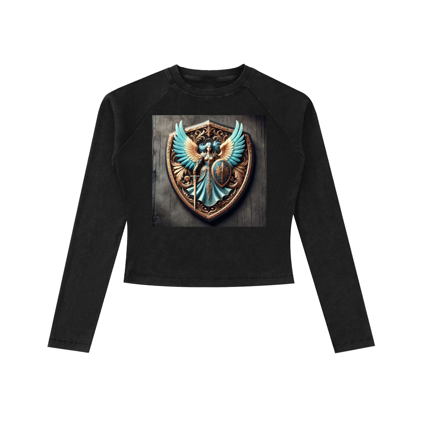 Dyed Washed Raglan Long Sleeve Slim T-Shirt