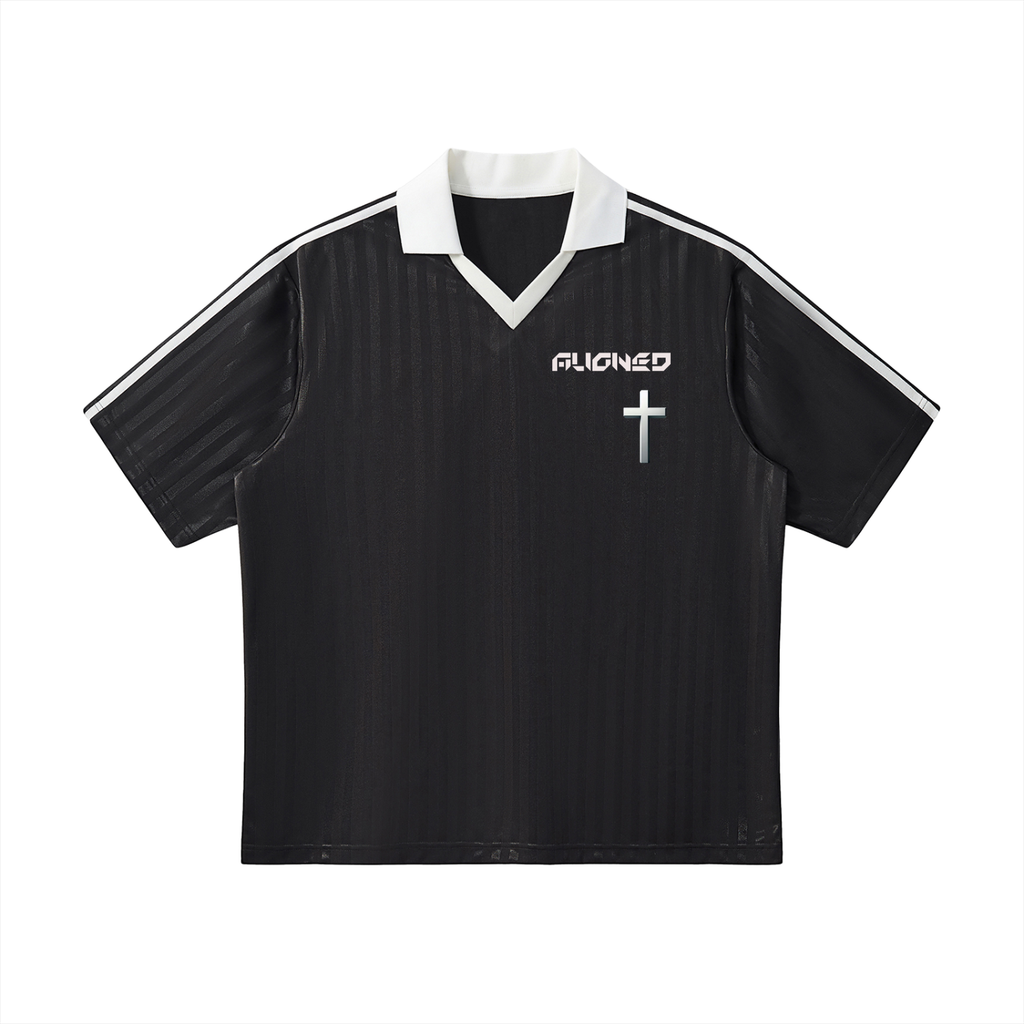 Contrast Collar Striped Soccer Jersey