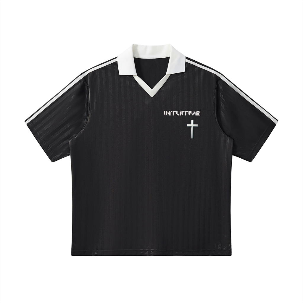 Contrast Collar Striped Soccer Jersey