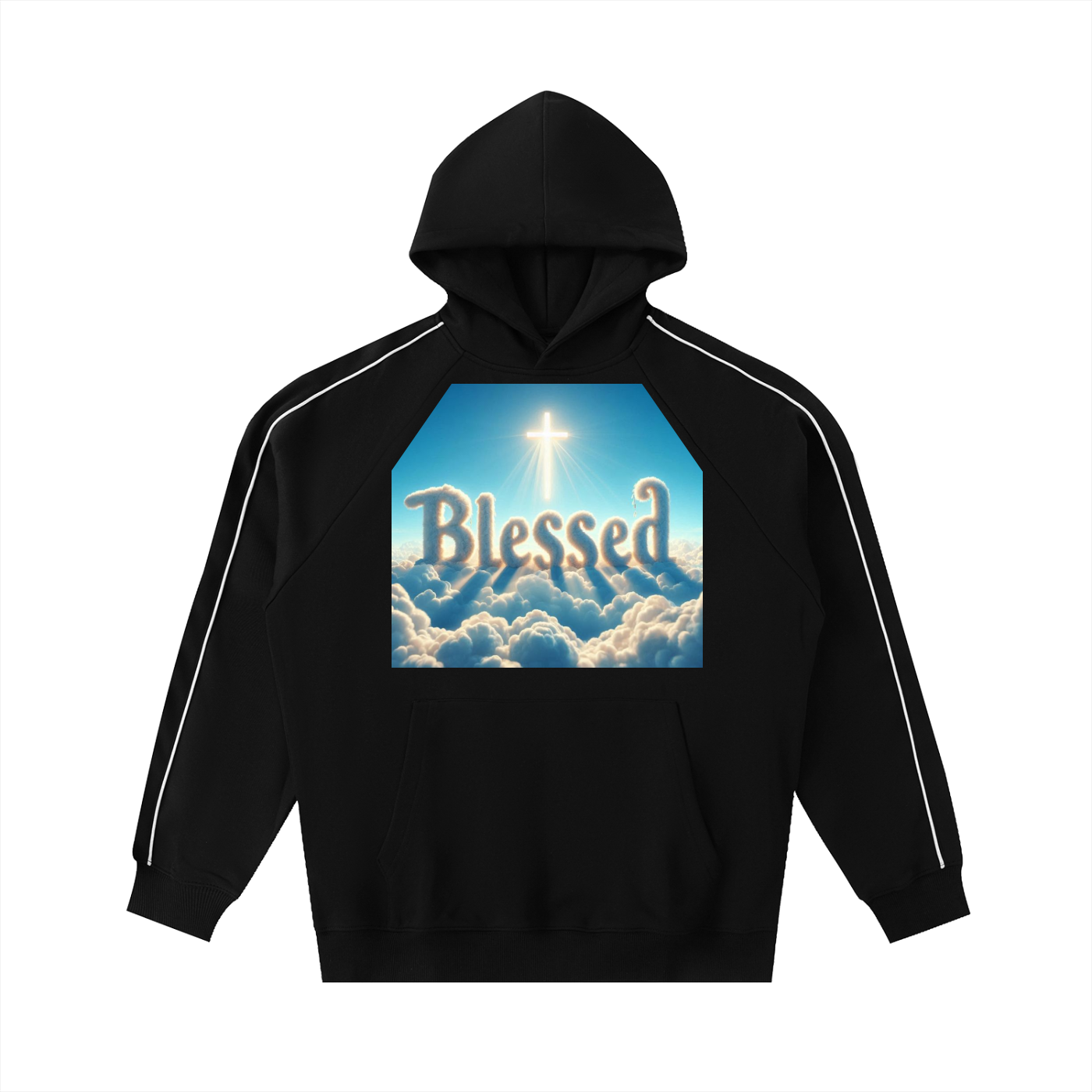 Contrast Piping Raglan Hoodie