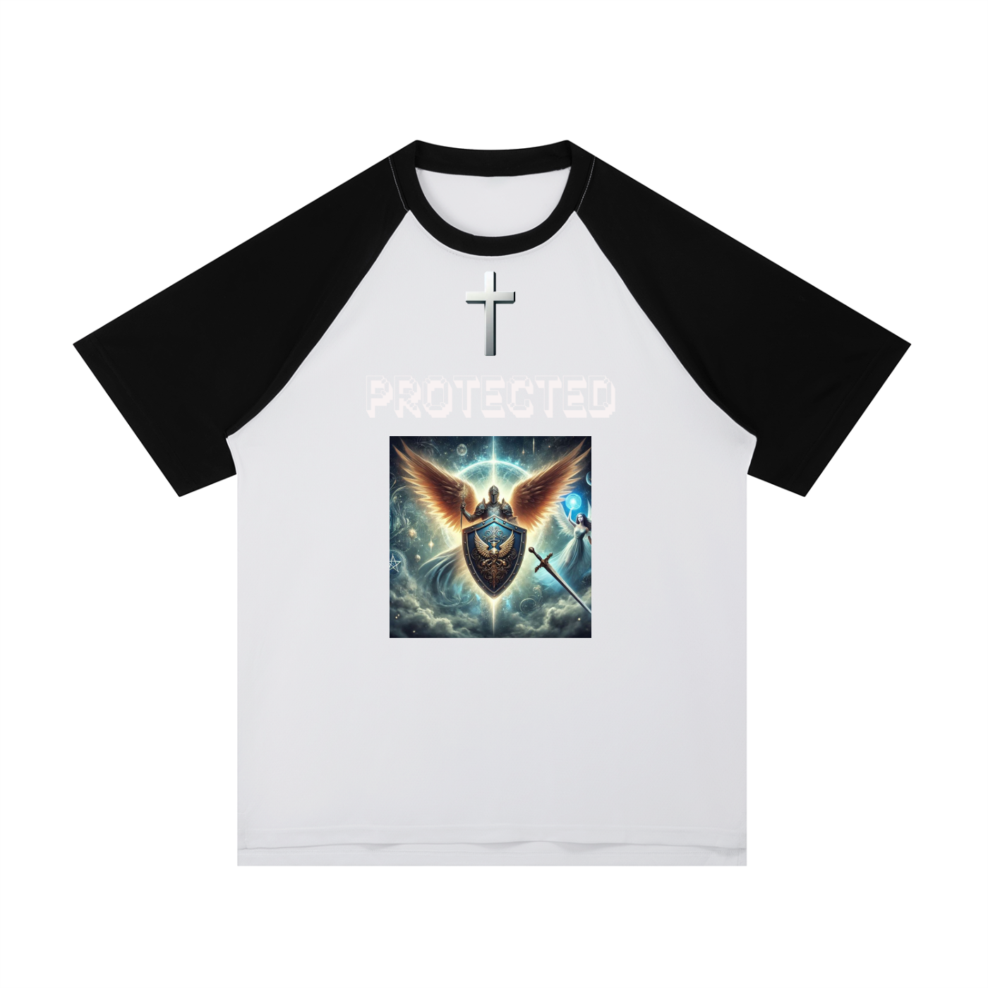 Contrast Raglan Sleeve Mesh T-Shirt