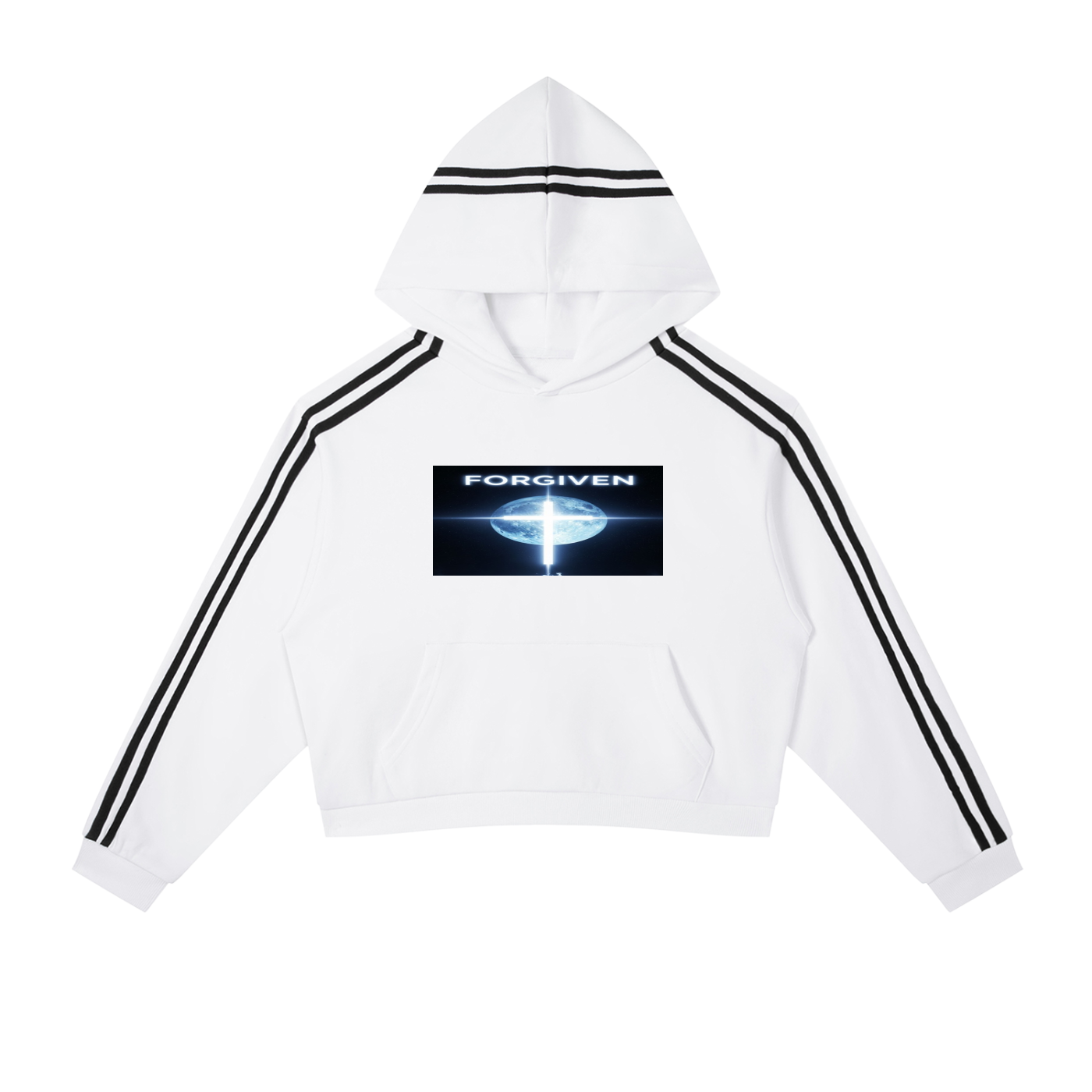 Contrast Side Stripe Cropped Hoodie