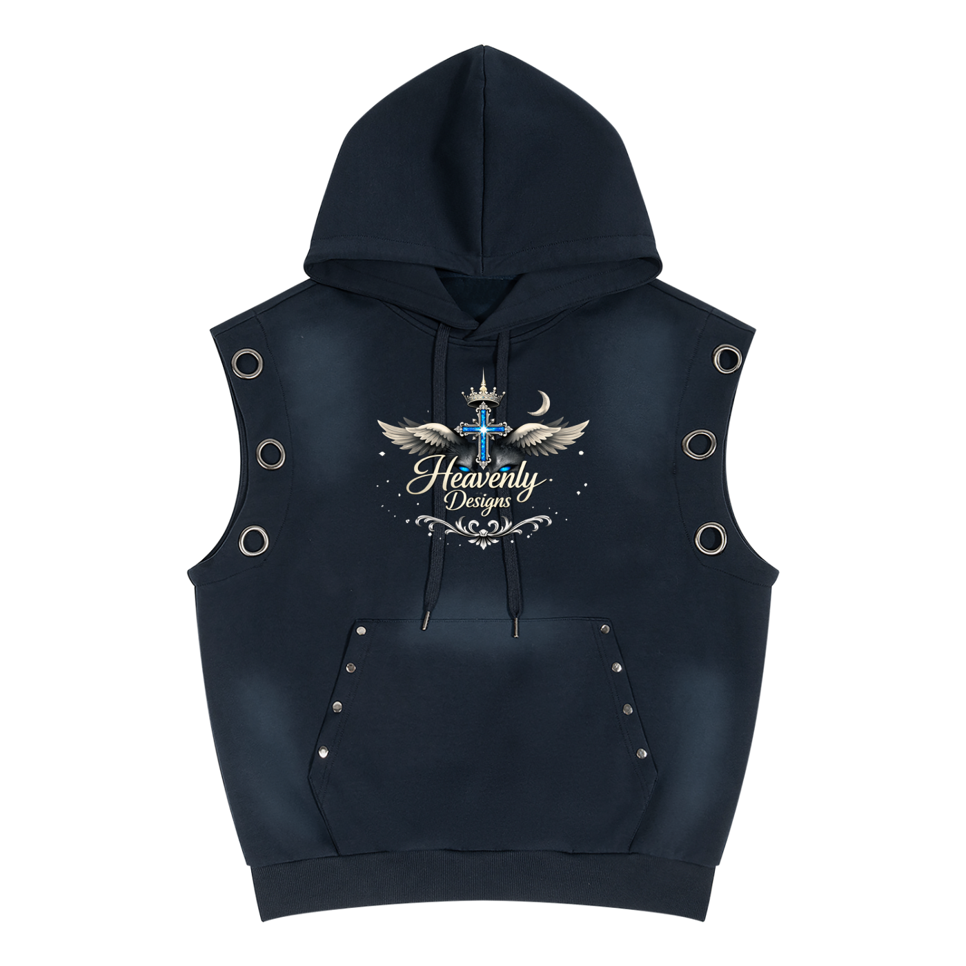 Unisex Vintage Wash Sun Fade Sleeveless Hoodie