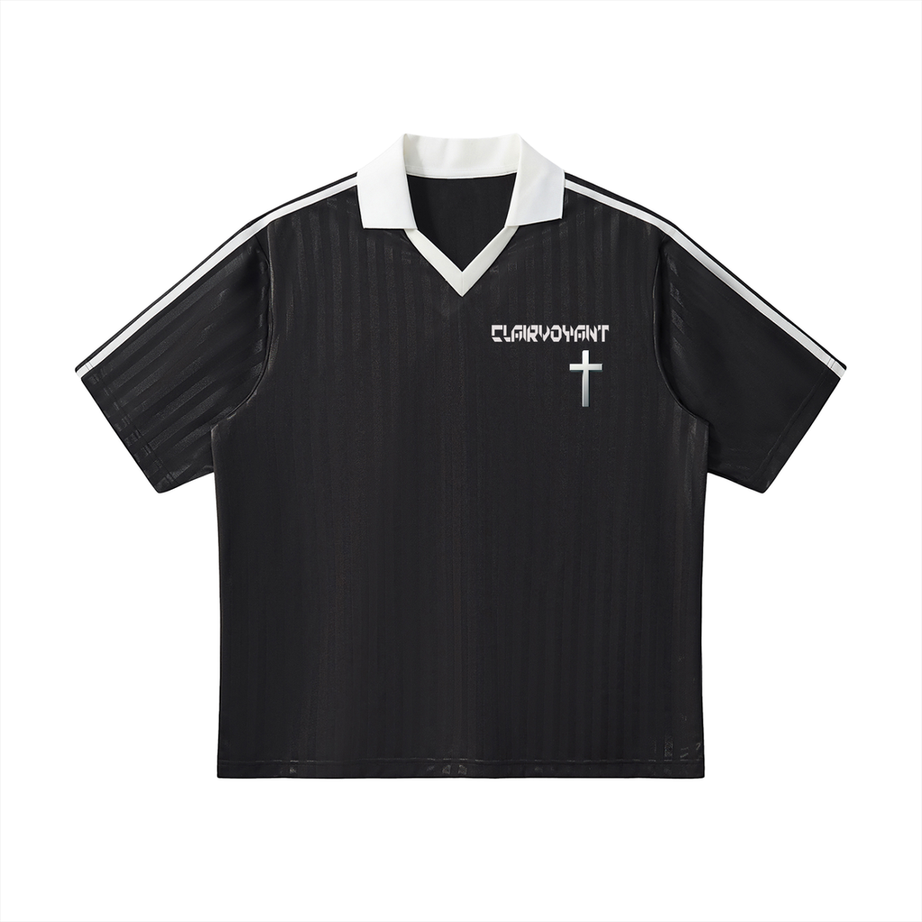 Contrast Collar Striped Soccer Jersey
