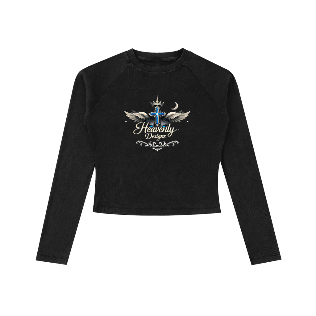 Dyed Washed Raglan Long Sleeve Slim T-Shirt