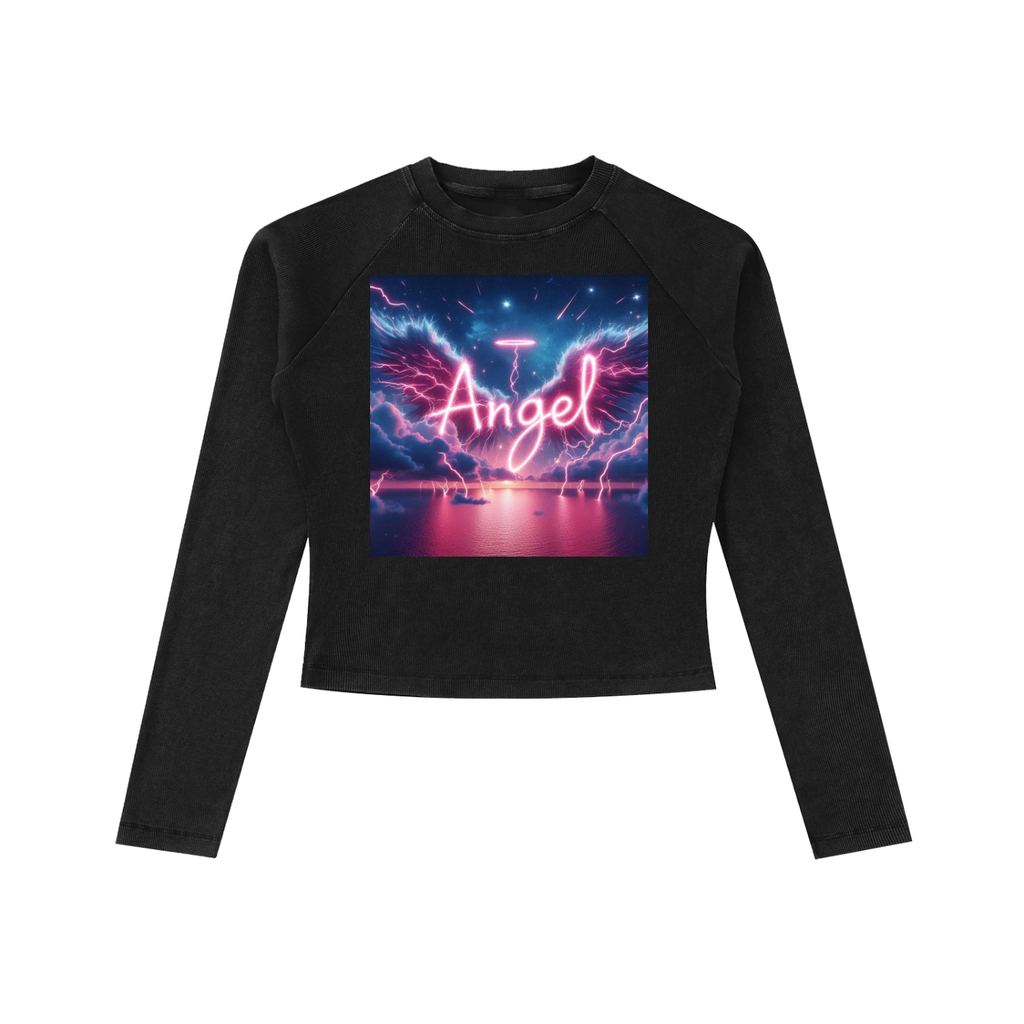 Dyed Washed Raglan Long Sleeve Slim T-Shirt