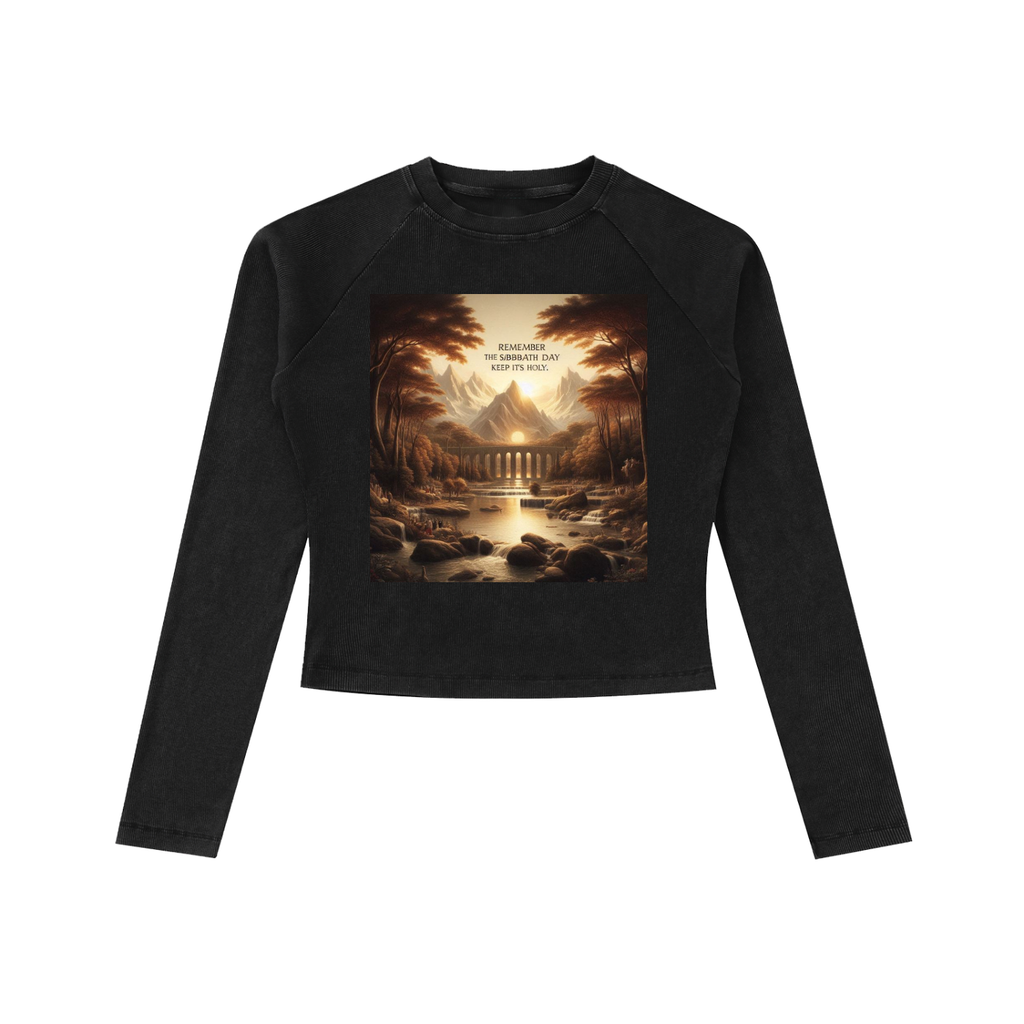 Dyed Washed Raglan Long Sleeve Slim T-Shirt