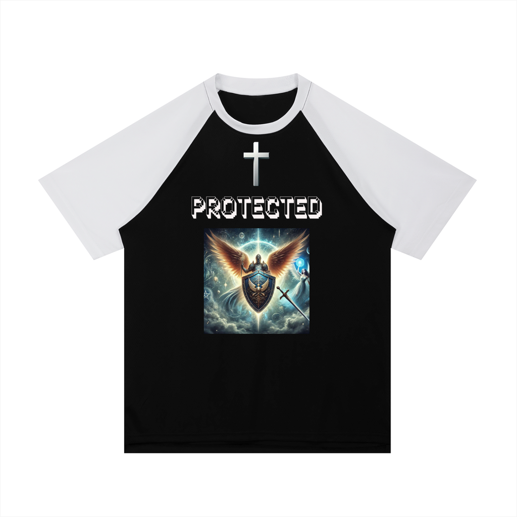 Contrast Raglan Sleeve Mesh T-Shirt