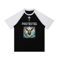 Contrast Raglan Sleeve Mesh T-Shirt