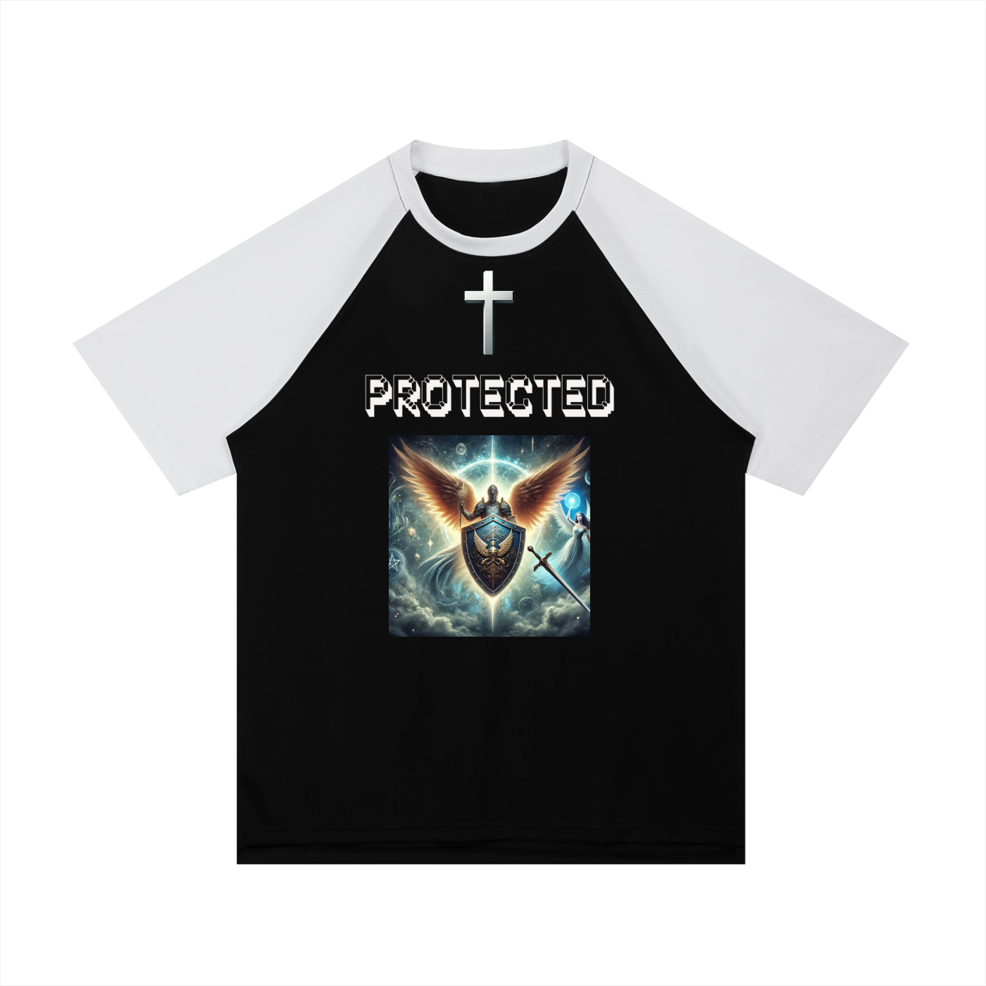 Contrast Raglan Sleeve Mesh T-Shirt