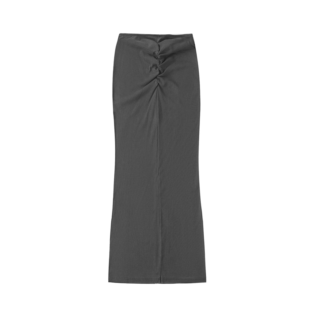 Dyed Washed Drawstring Maxi Skirt