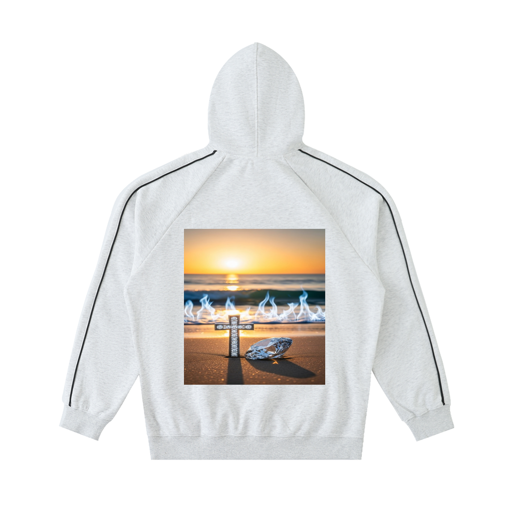 Contrast Piping Raglan Hoodie