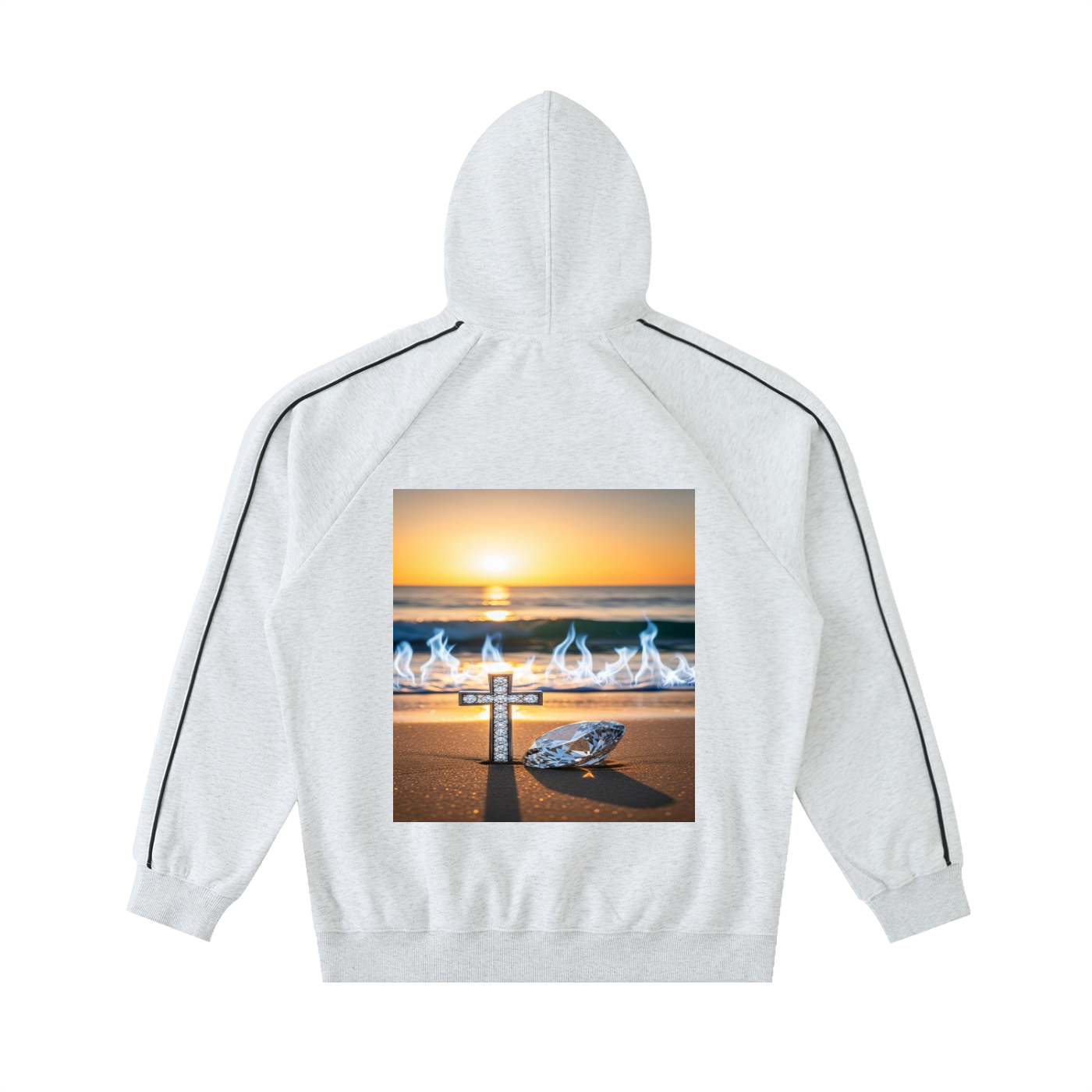 Contrast Piping Raglan Hoodie