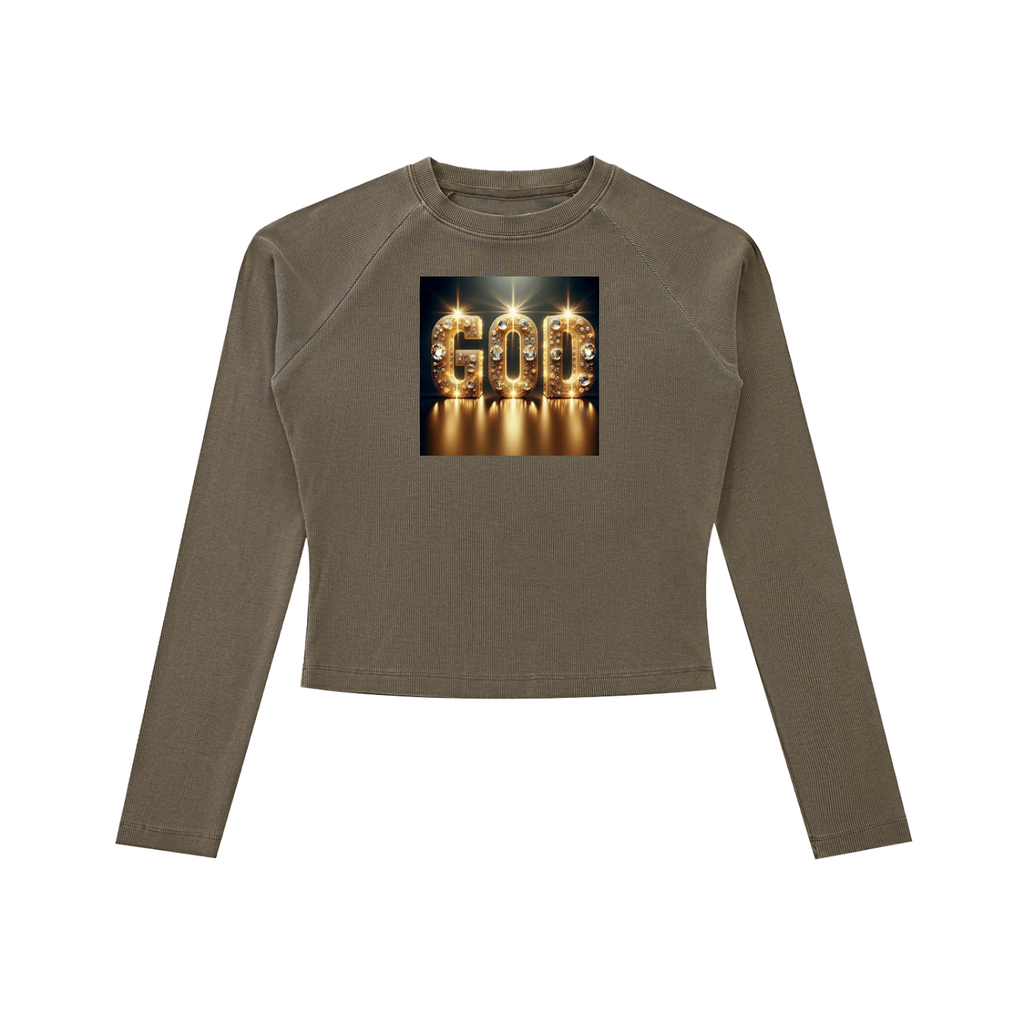 Dyed Washed Raglan Long Sleeve Slim T-Shirt