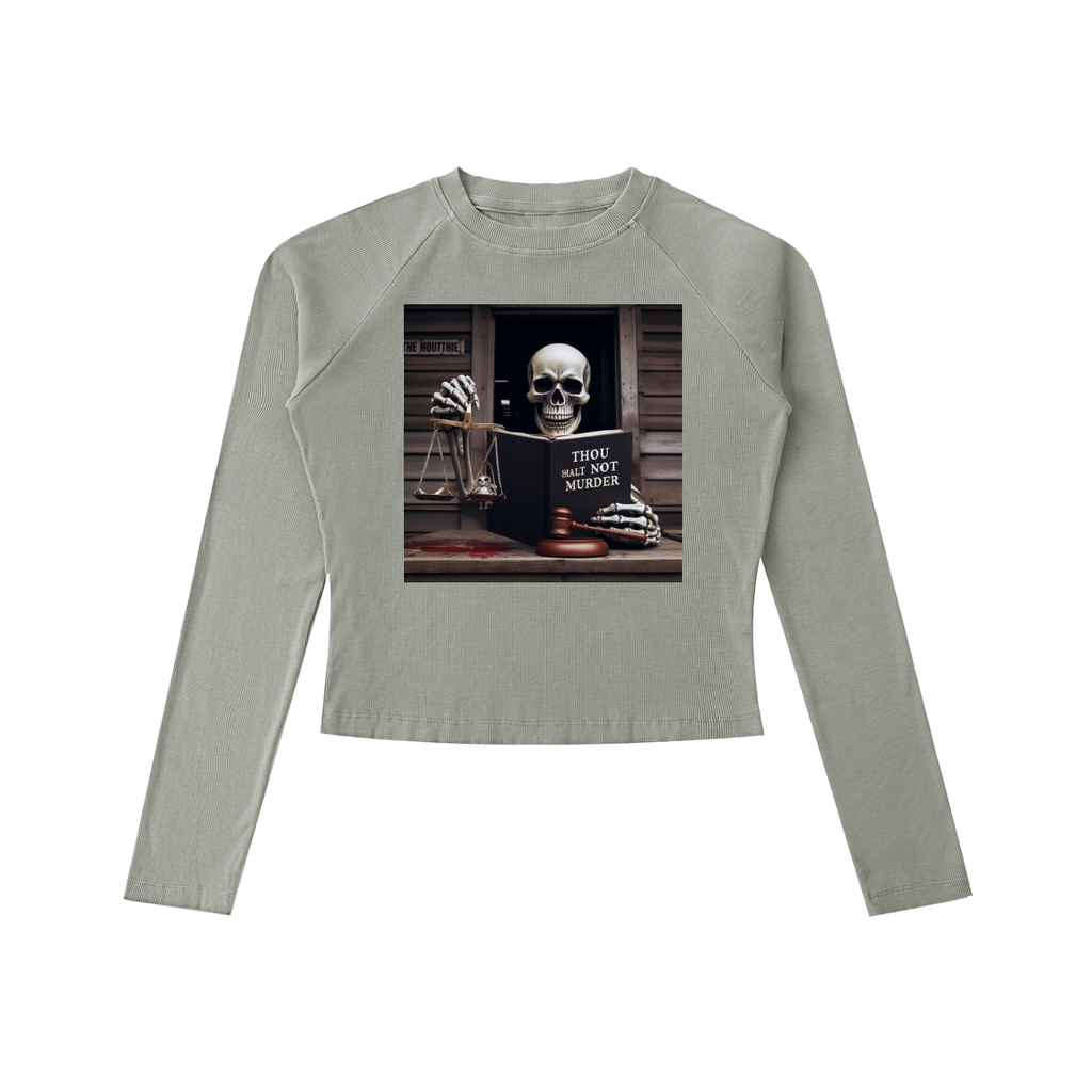 Dyed Washed Raglan Long Sleeve Slim T-Shirt