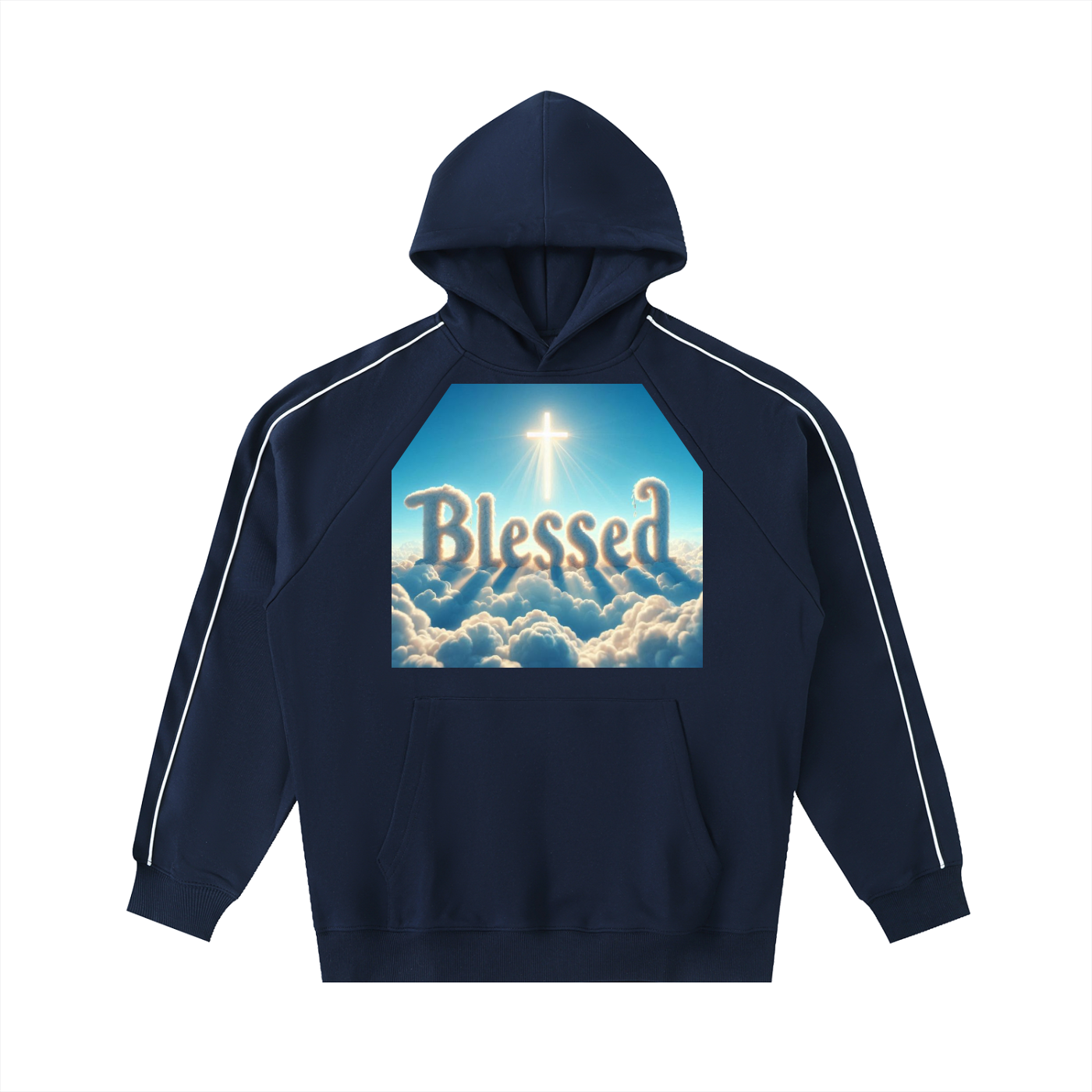Contrast Piping Raglan Hoodie